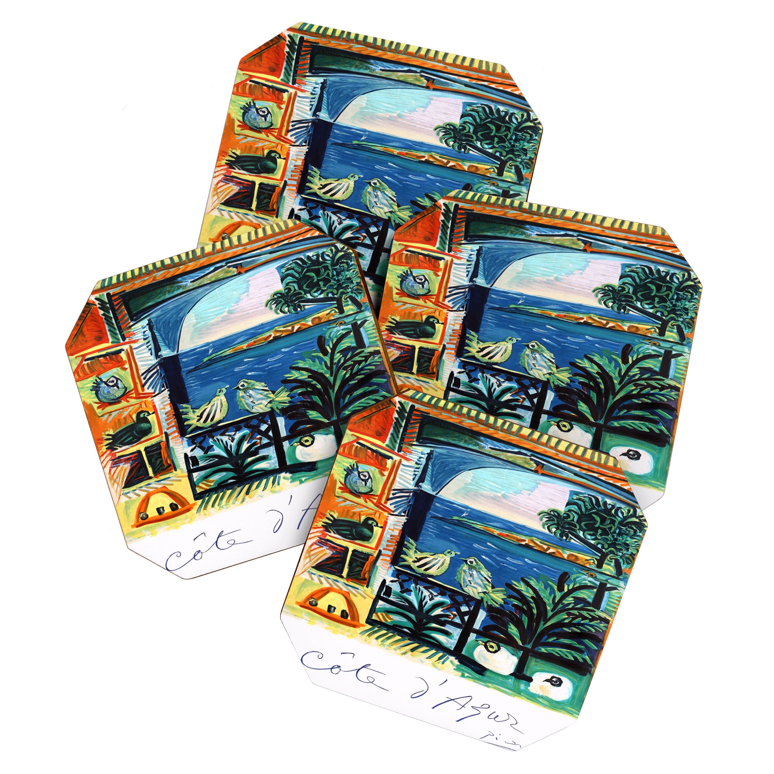 1962 Picasso COTE D'AZUR French Riviera Travel Poster Coaster Gallery Image 1