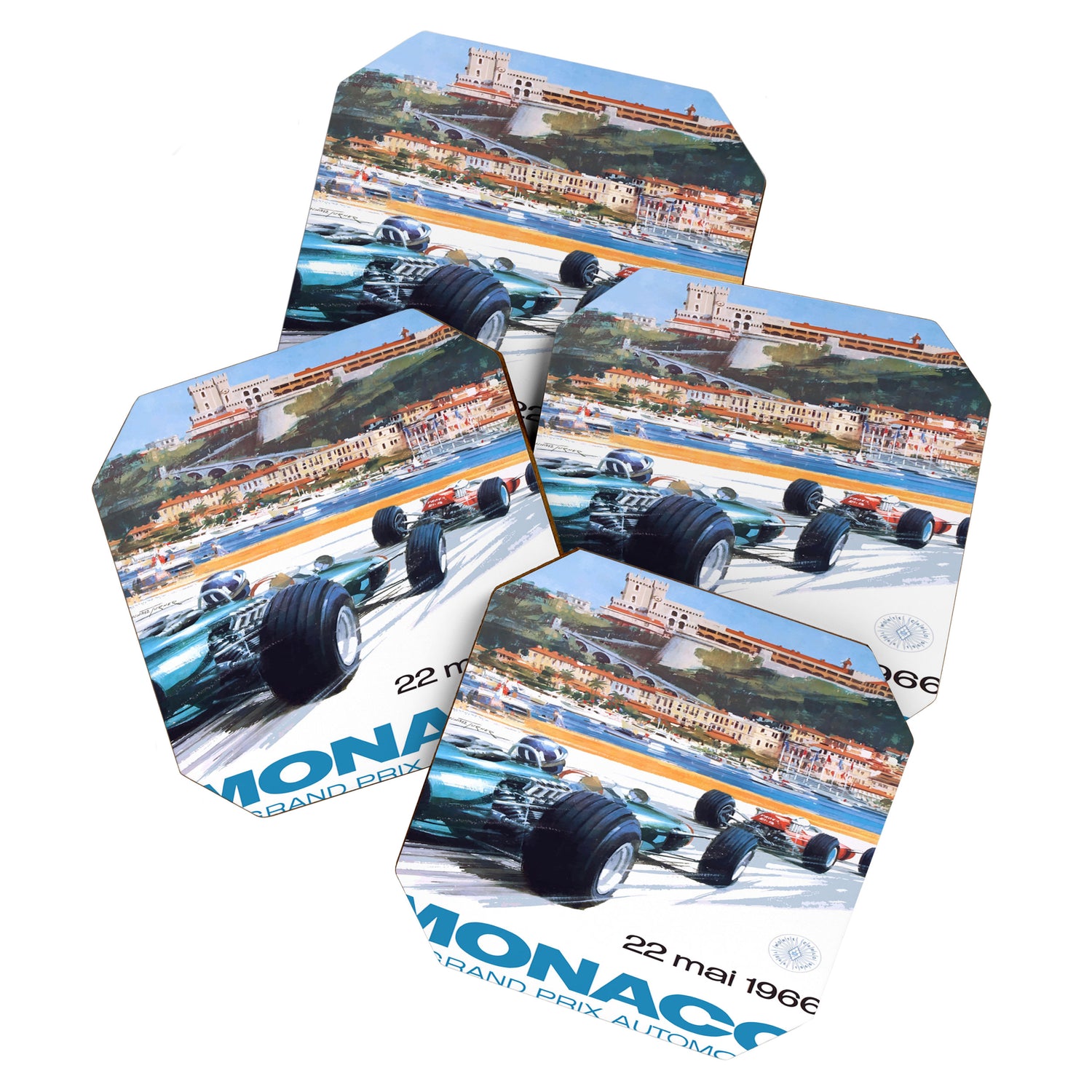 1966 MONACO Grand Prix Racing Poster Coaster Gallery Image 1
