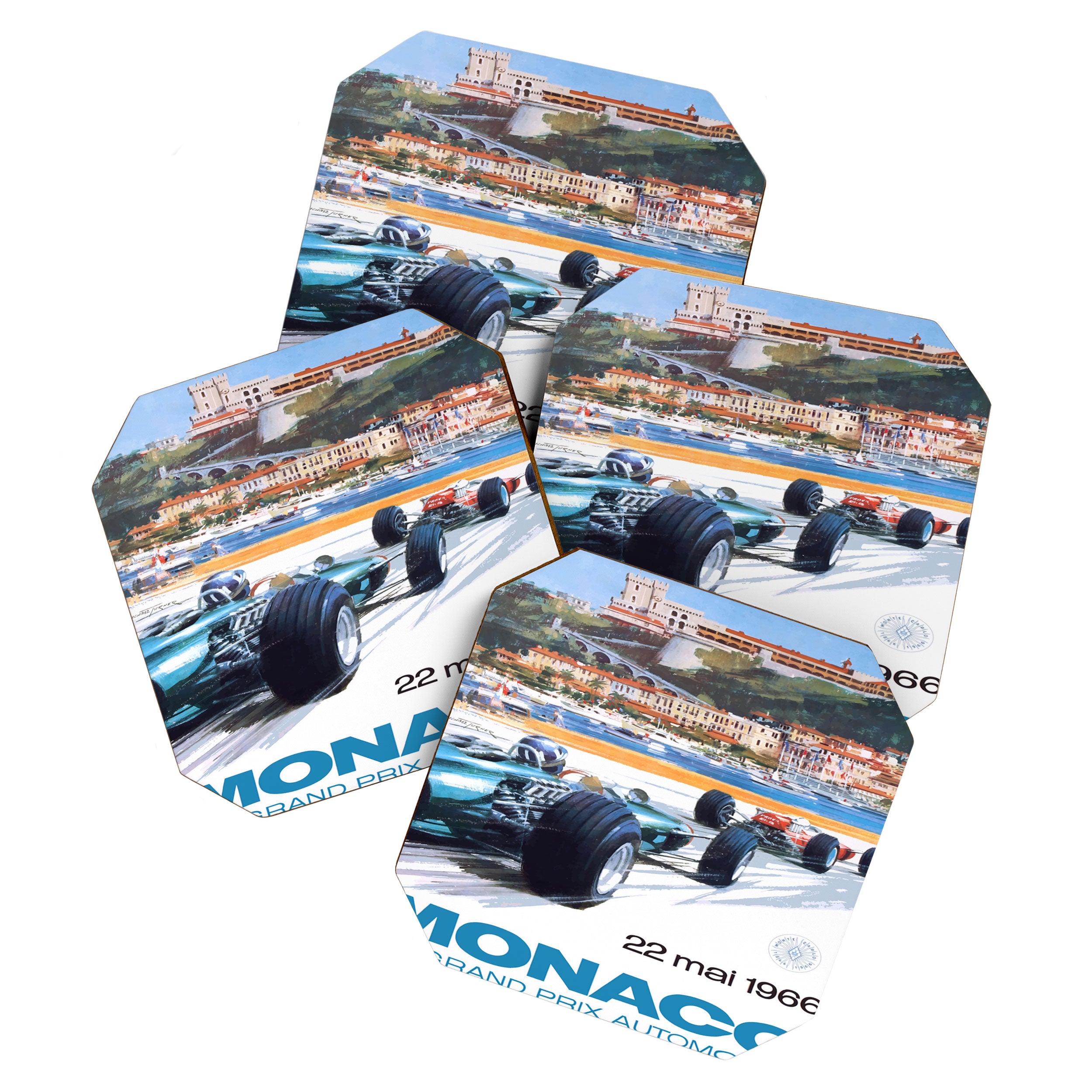 1966 MONACO Grand Prix Racing Poster Coaster Gallery Image 1