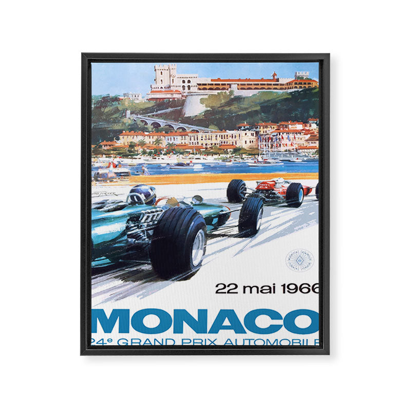 1966 MONACO Grand Prix Racing Poster Framed Canvas Print Gallery Image 6