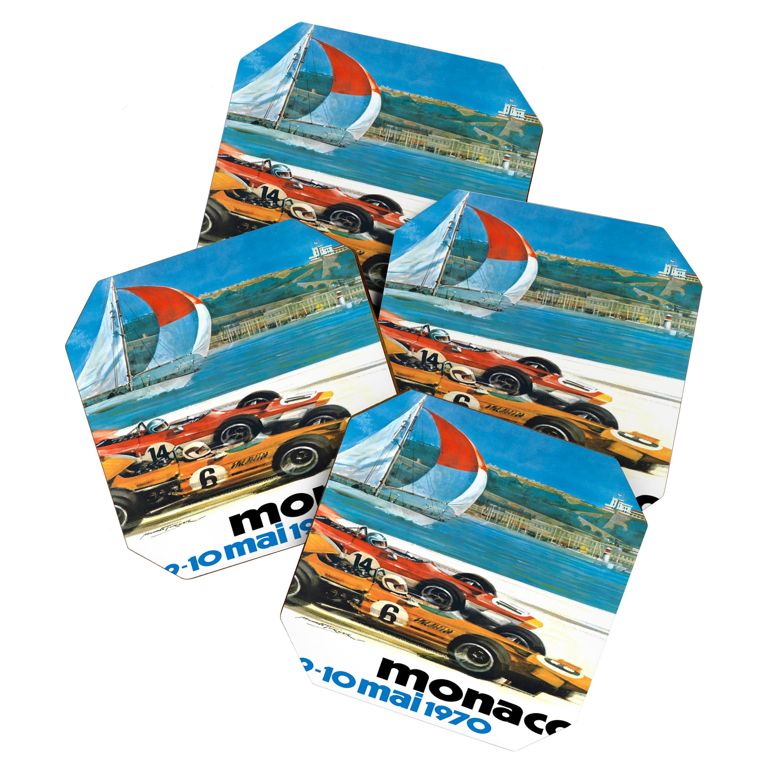 1970 MONACO Grand Prix Racing Poster Coaster Gallery Image 1