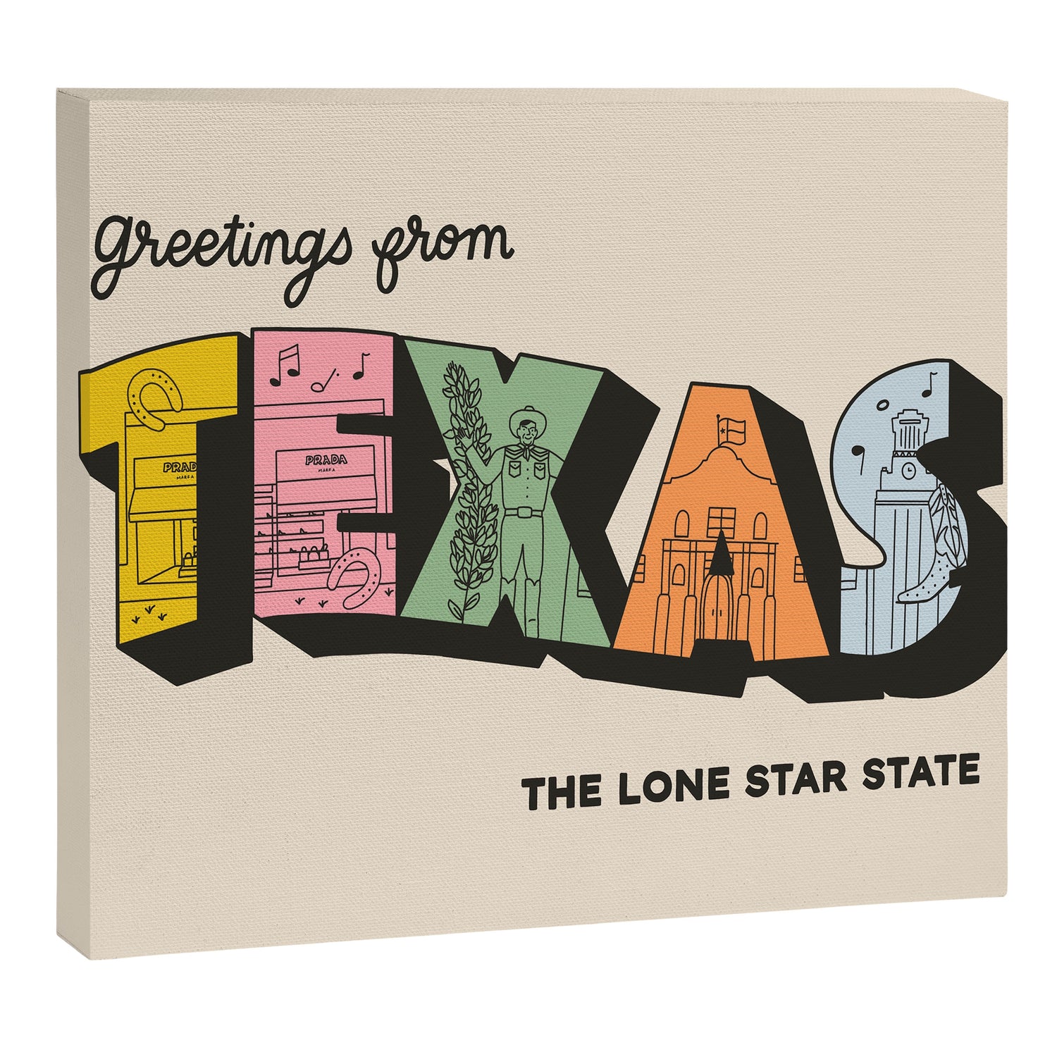 Greetings From Texas - Beige Canvas Print Gallery Image 6