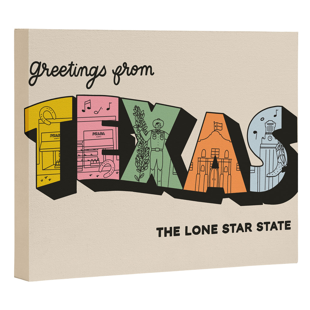 Greetings From Texas - Beige Canvas Print Gallery Image 3