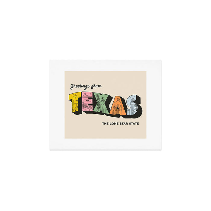 Greetings From Texas - Beige Art Print Gallery Image 1