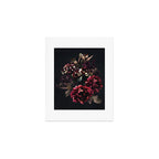 Midnight garden. Vintage bouquet of roses, dark red peony and iris. Art Print Gallery Image 1