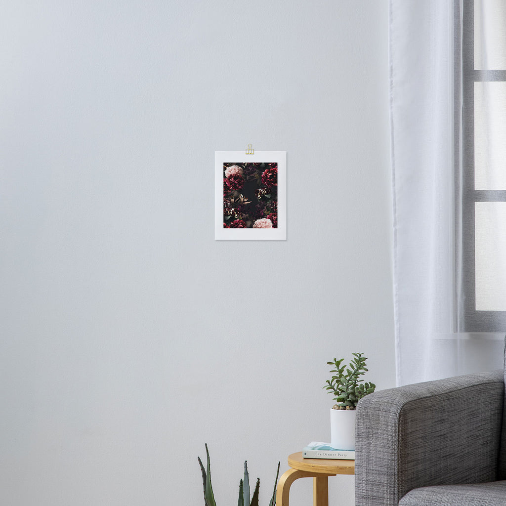 Vintage bouquets of garden flowers. Roses, dark red and pink peony.  Art Print Gallery Image 3