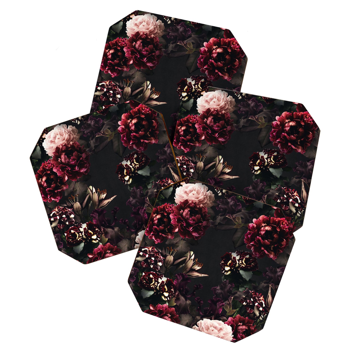 Vintage bouquets of garden flowers. Roses, dark red and pink peony.  Coaster Gallery Image 1