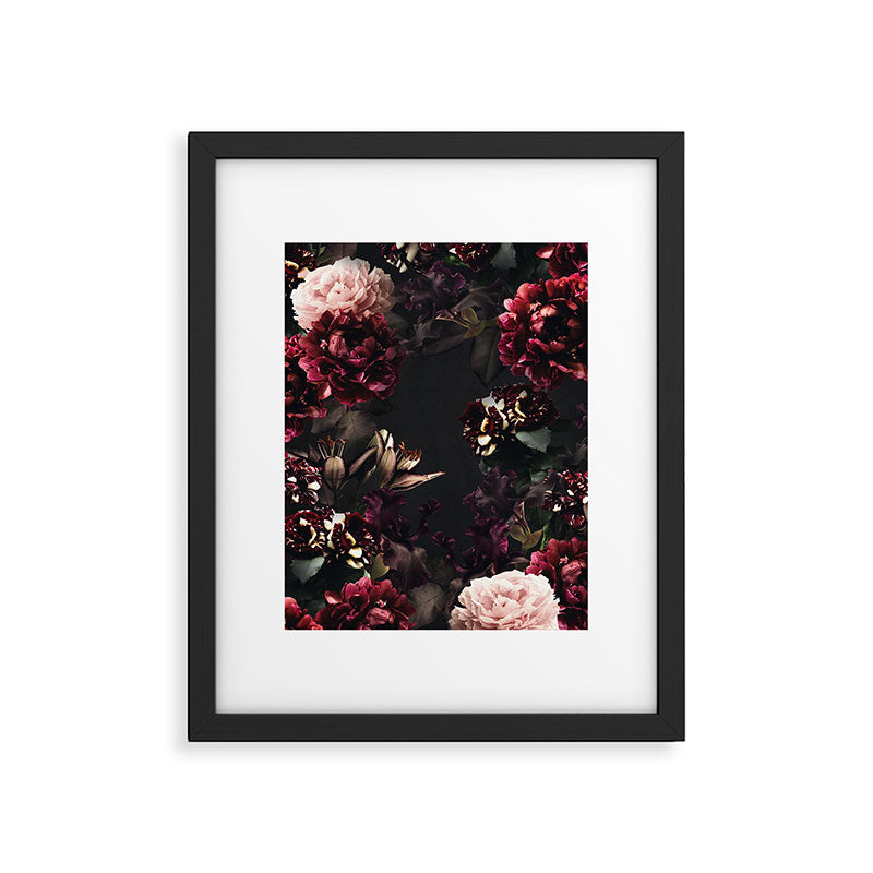 Vintage bouquets of garden flowers. Roses, dark red and pink peony.  Framed Art Print Gallery Image 6
