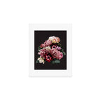 Vintage flowers bouquet. Peony, roses, anemone on dark moody background. Art Print Gallery Image 1
