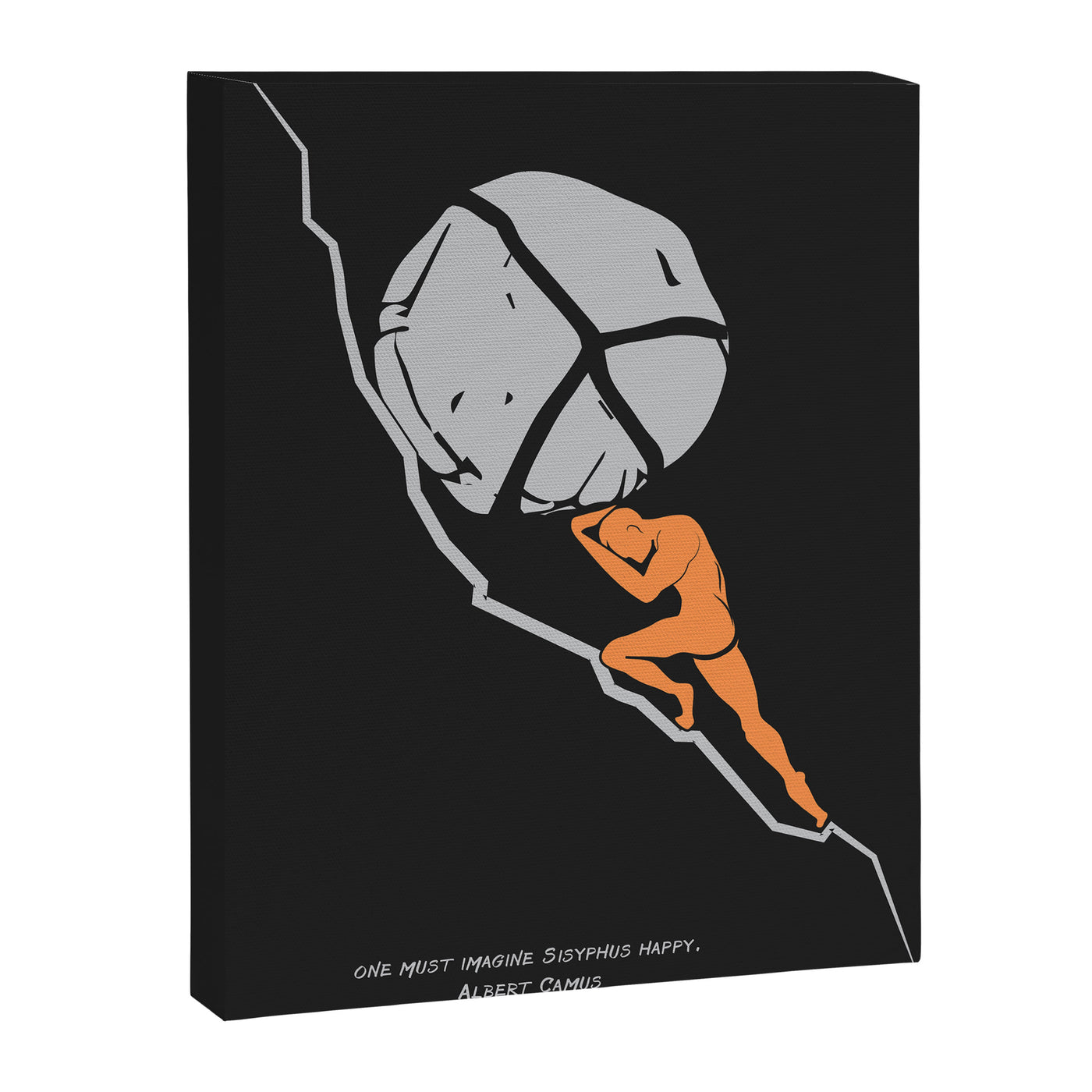 One Must Imagine Sisyphus Happy - Illustration - Albert Camus Quote Canvas Print