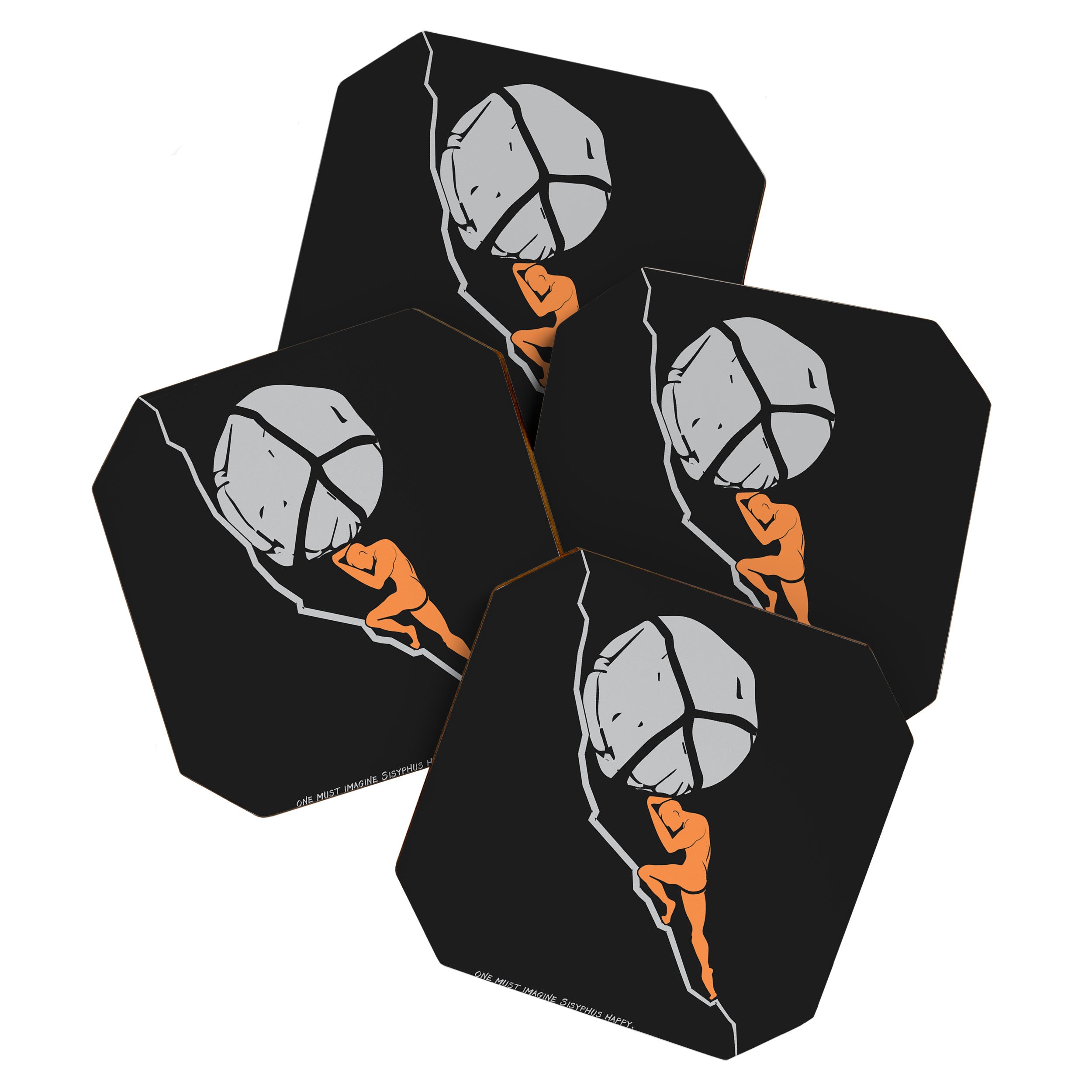 One Must Imagine Sisyphus Happy - Illustration - Albert Camus Quote Coaster Gallery Image 1