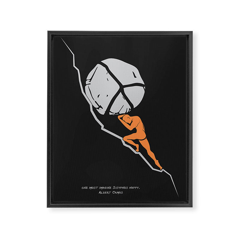One Must Imagine Sisyphus Happy - Illustration - Albert Camus Quote Framed Canvas Print Gallery Image 6