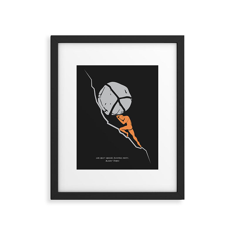 One Must Imagine Sisyphus Happy - Illustration - Albert Camus Quote Framed Art Print Gallery Image 4
