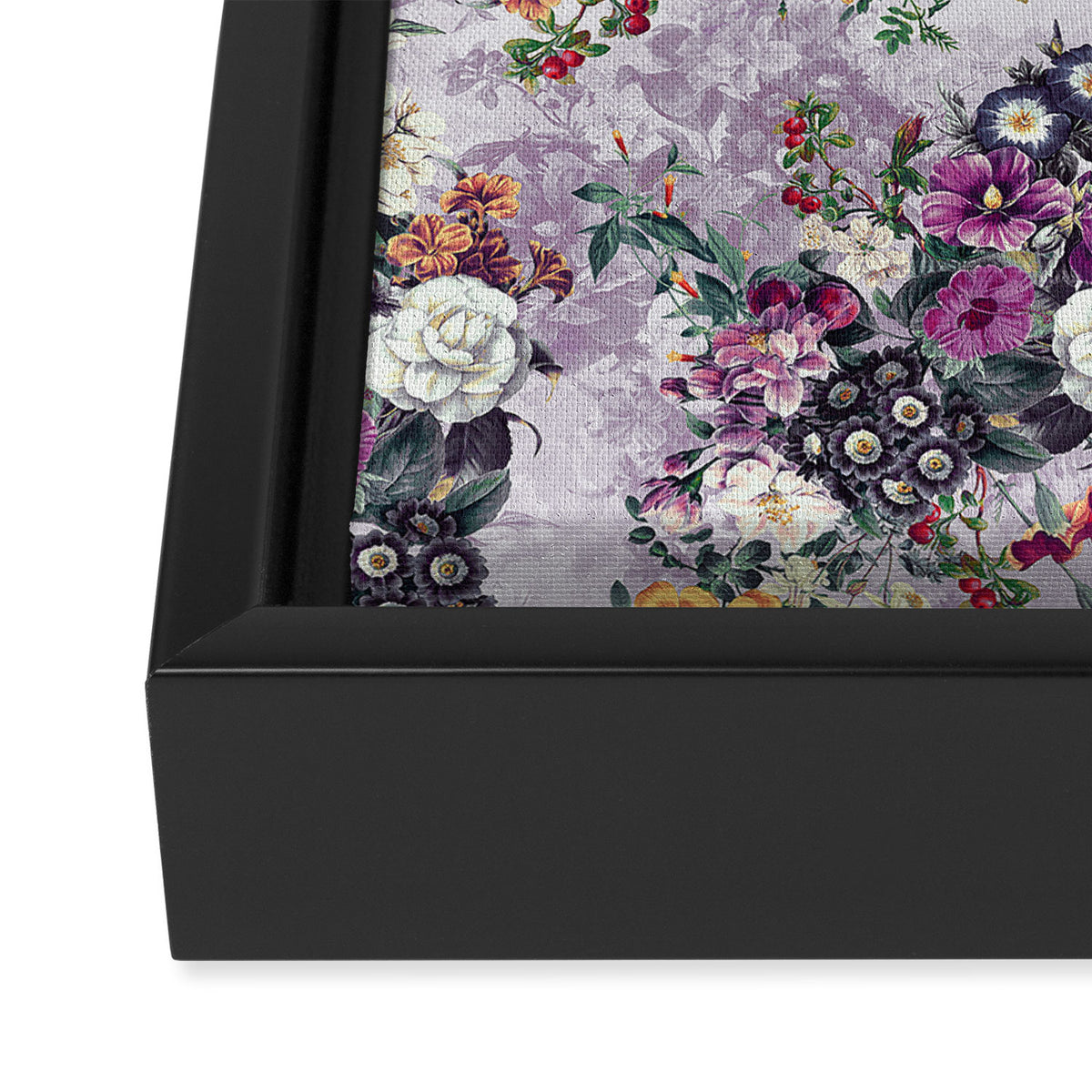 Botanical Flowers Purple Framed Canvas Print Gallery Image 3