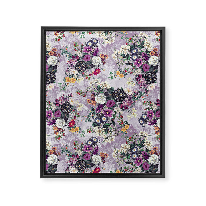 Botanical Flowers Purple Framed Canvas Print Gallery Image 1