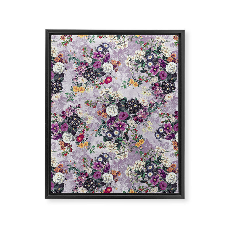 Botanical Flowers Purple Framed Canvas Print Gallery Image 6