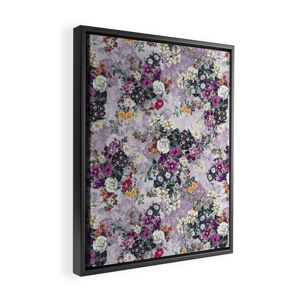 Botanical Flowers Purple Framed Canvas Print Gallery Image 2