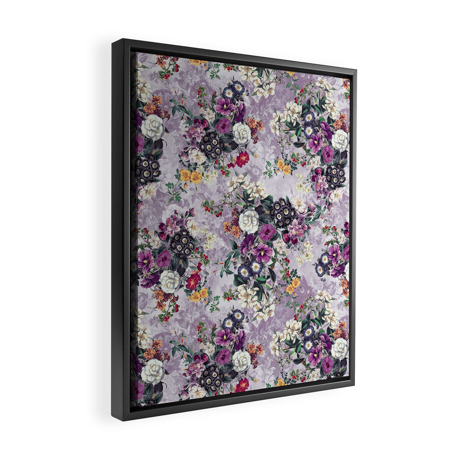 Botanical Flowers Purple Framed Canvas Print Gallery Image 2