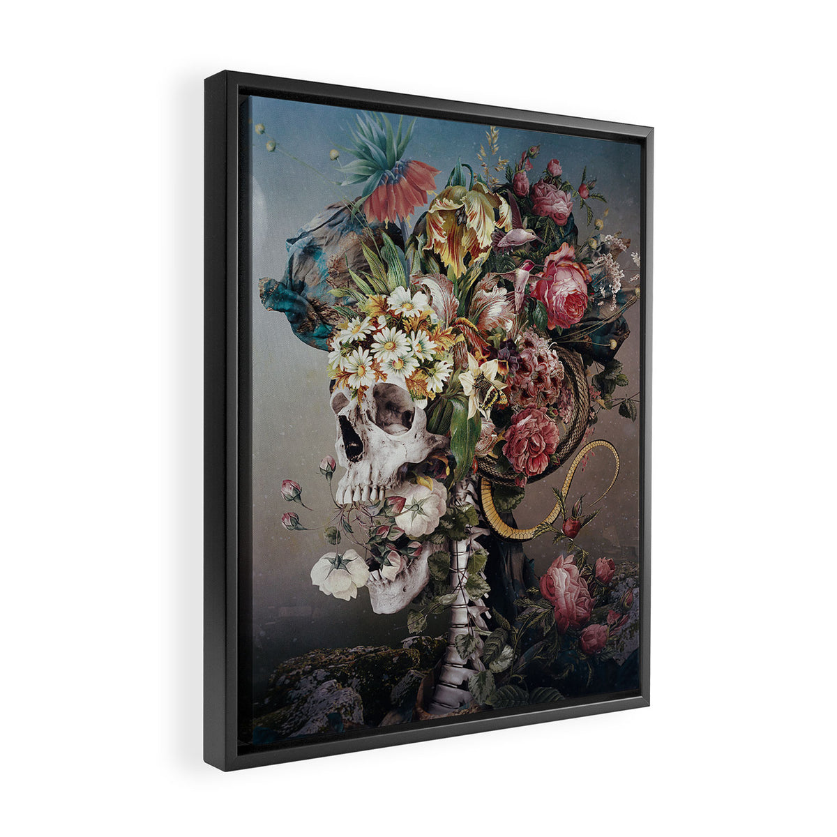 Flower skull Framed Canvas Print Gallery Image 2