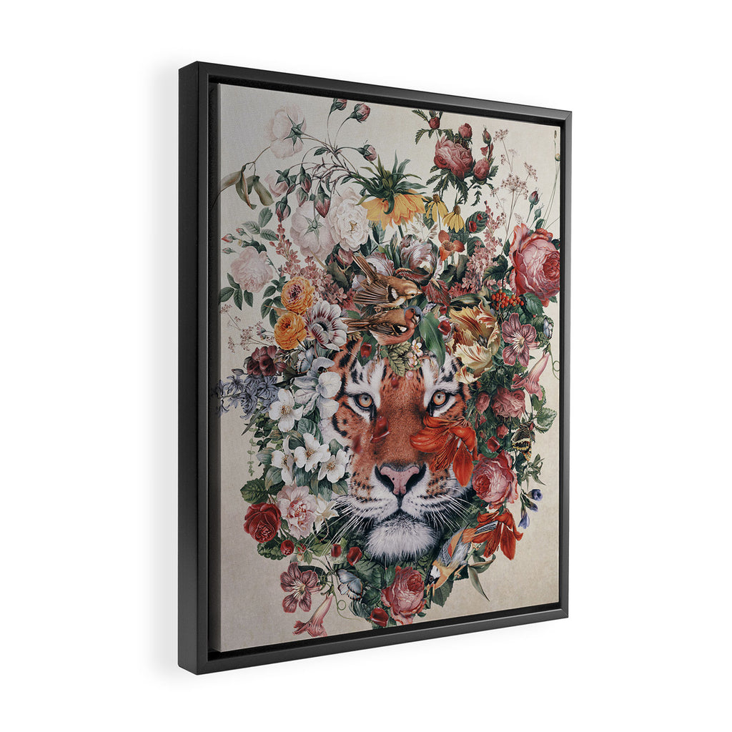 Flower Tiger Framed Canvas Print Gallery Image 2