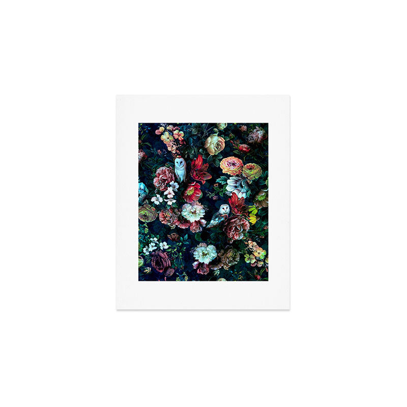 Night Garden Owls Art Print Gallery Image 1