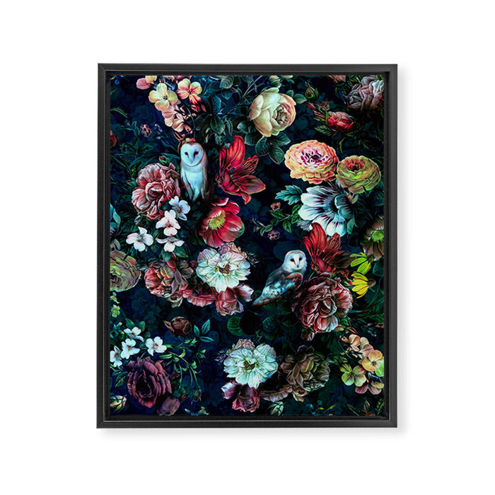 Night Garden Owls Framed Canvas Print Gallery Image 1