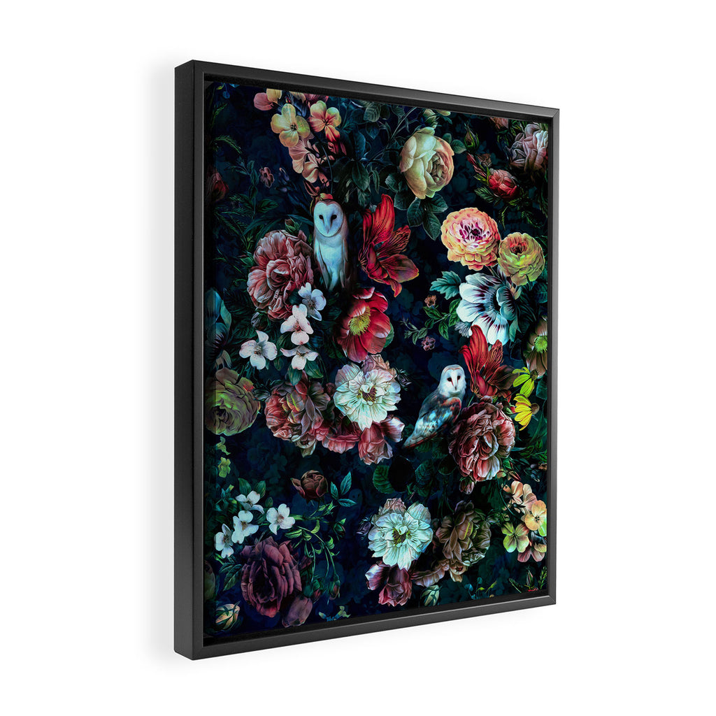 Night Garden Owls Framed Canvas Print Gallery Image 2