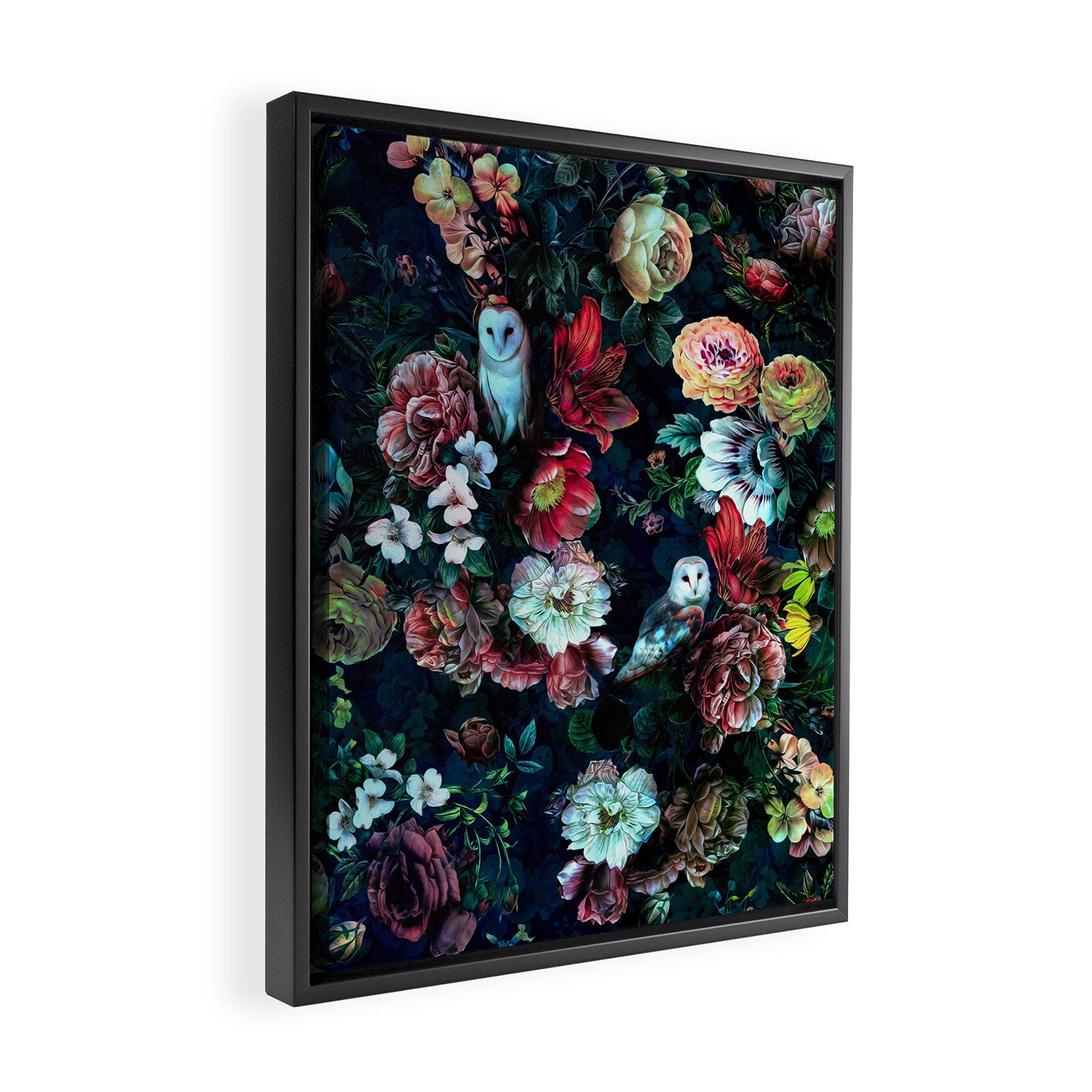 Night Garden Owls Framed Canvas Print Gallery Image 2
