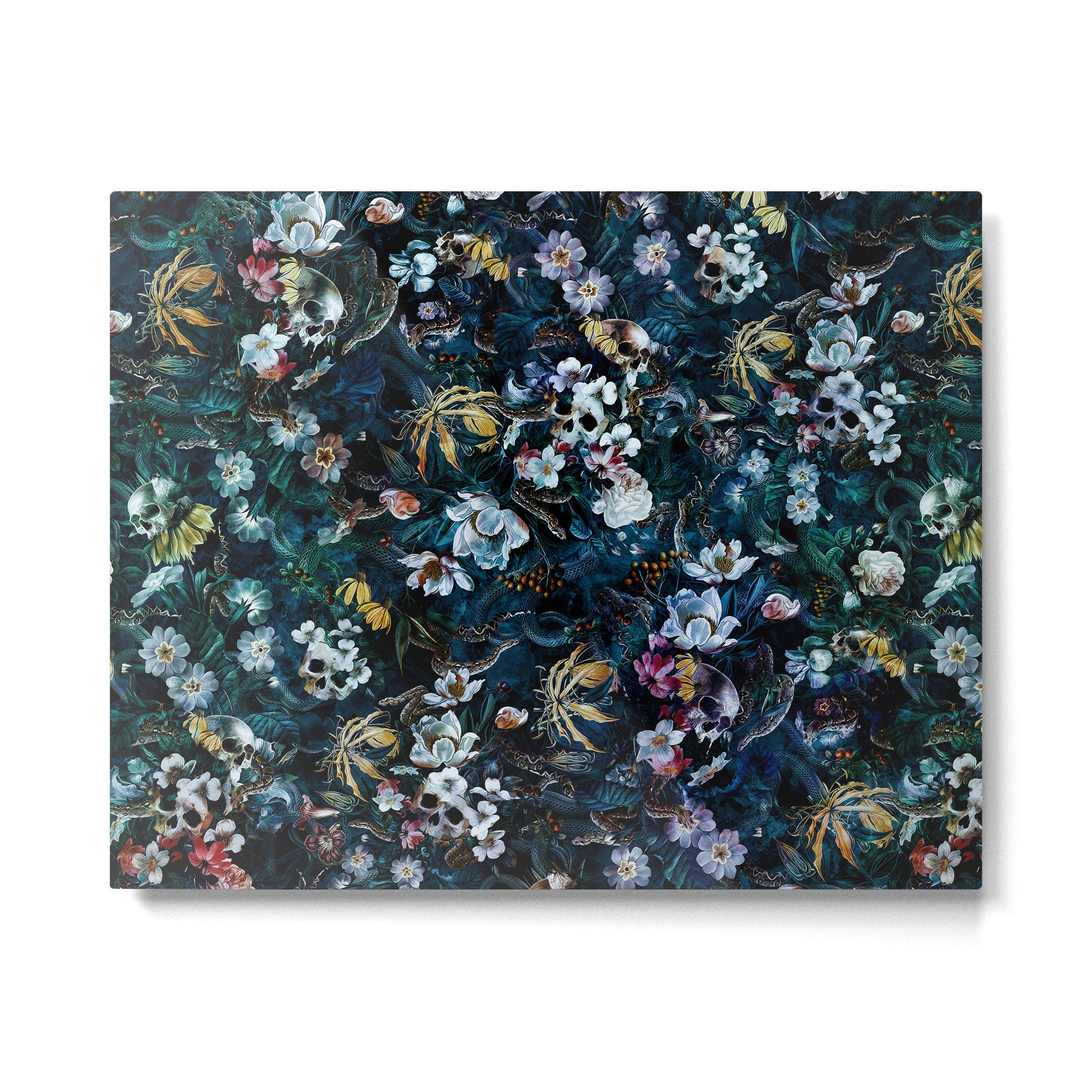 Skull Snake and Flowers Metal Print Gallery Image 4