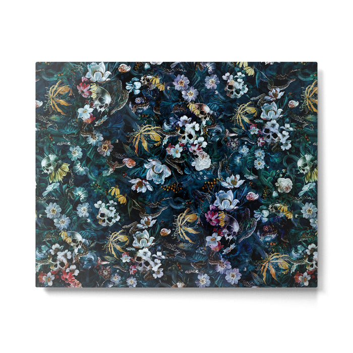 Skull Snake and Flowers Metal Print Gallery Image 1