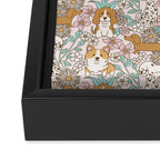 Floral Puppies Framed Canvas Print Gallery Image 3