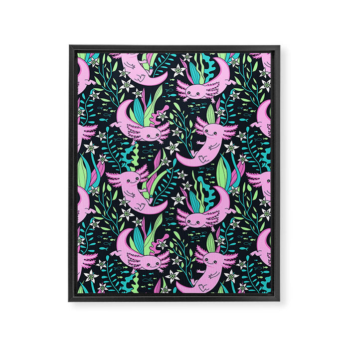 Swimming Axolotls Framed Canvas Print Gallery Image 1