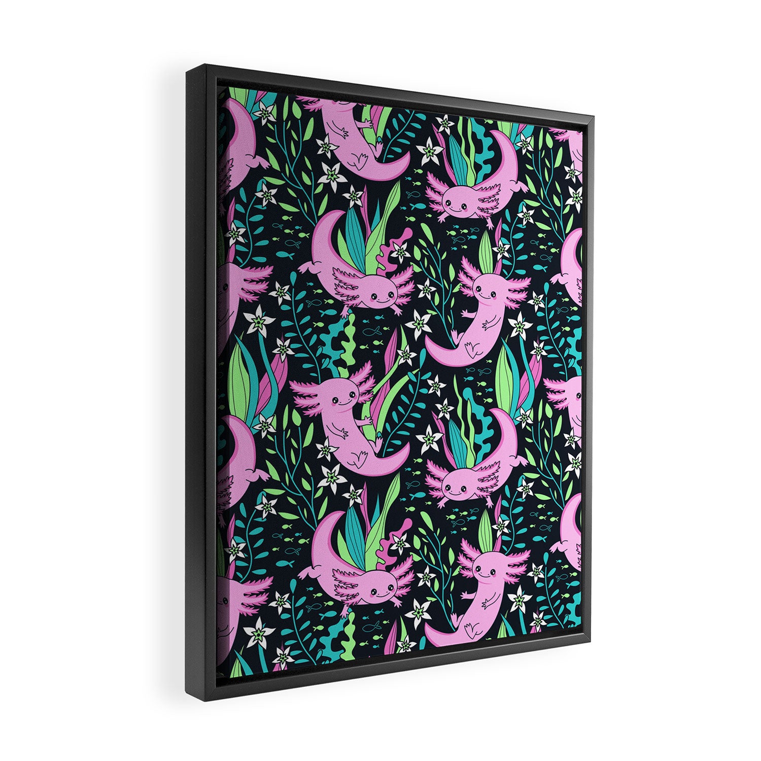 Swimming Axolotls Framed Canvas Print Gallery Image 2