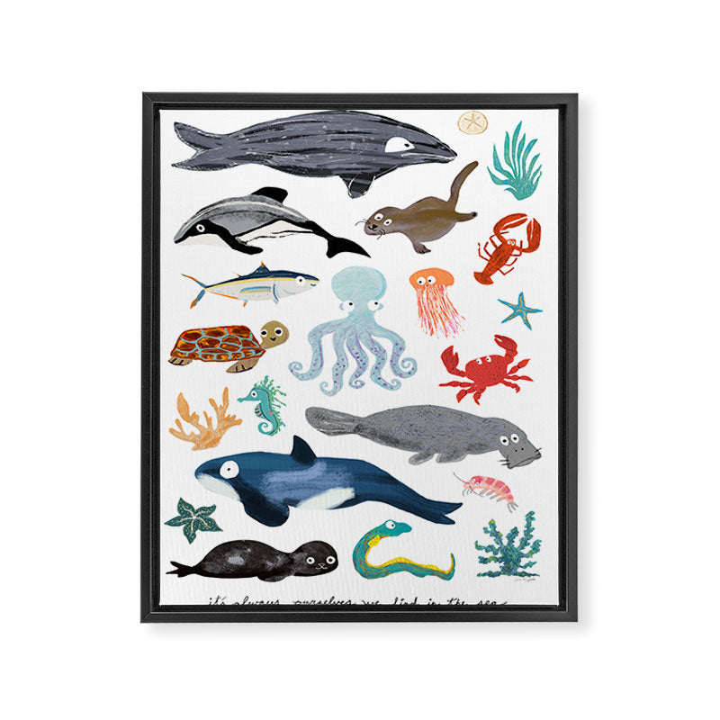 Sea Change: Ocean Animals Framed Canvas Print Gallery Image 6