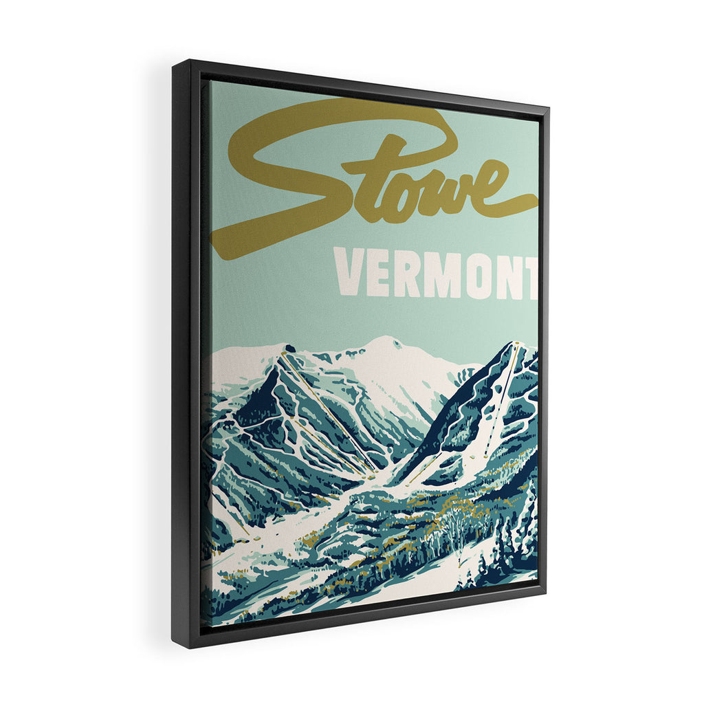 2021 Ski Stowe Vermont Vintage Poster  Framed Canvas Print Gallery Image 2