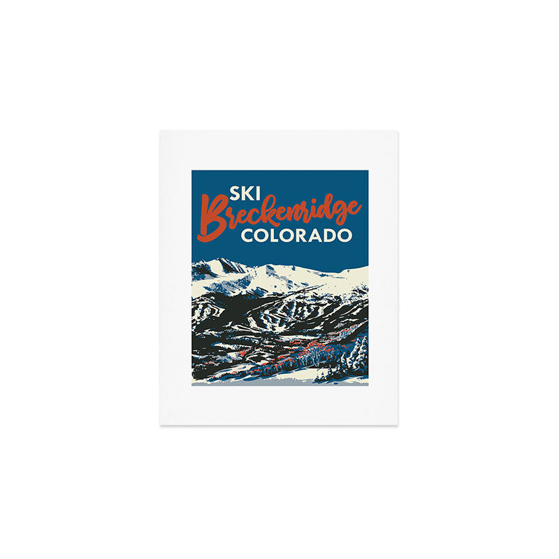 Blue Breckenridge Vintage Ski Poster Art Print Gallery Image 1