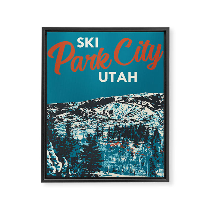 Park City Vintage Ski Poster Framed Canvas Print Gallery Image 1