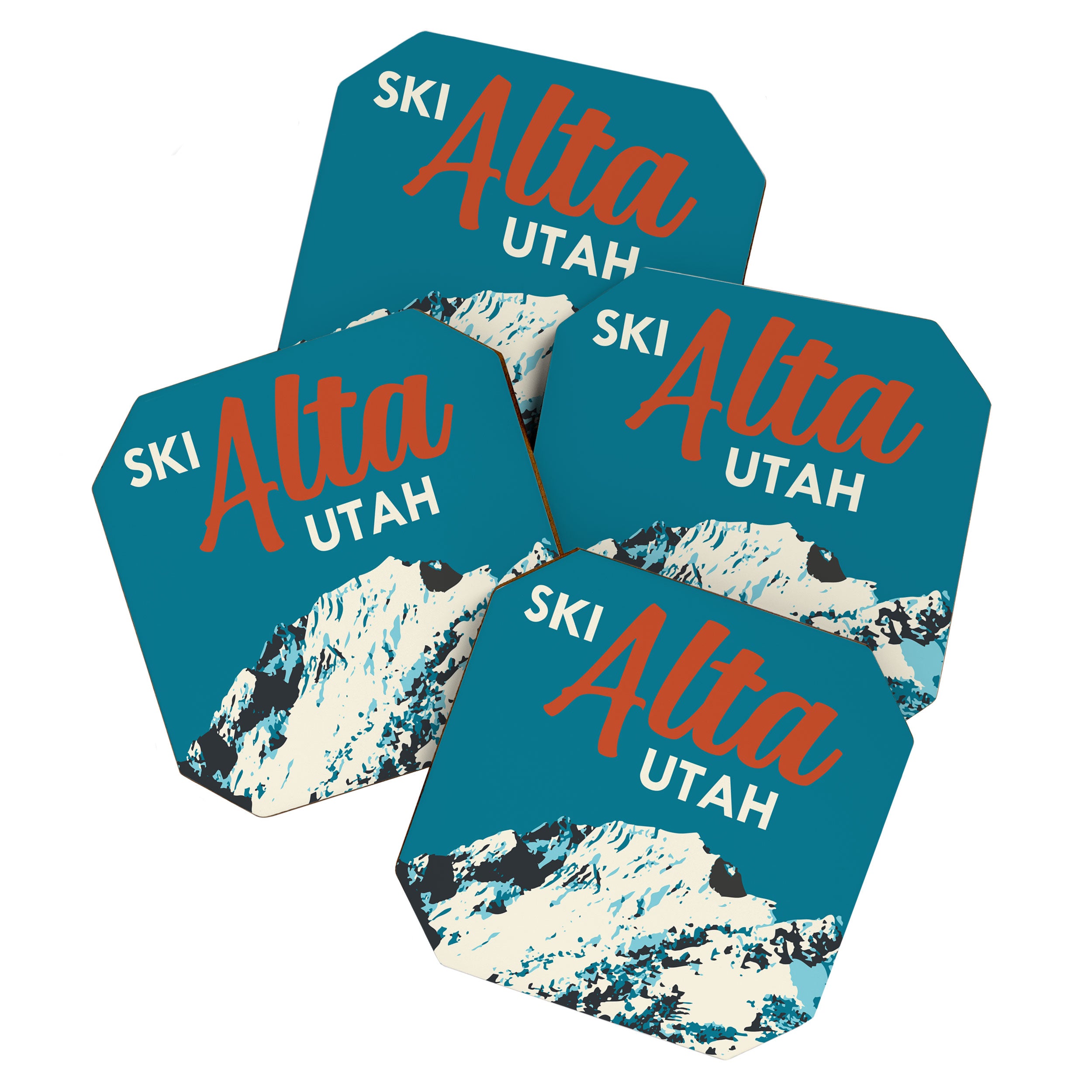 Ski Alta Utah Vintage Ski Poster Coaster Gallery Image 1