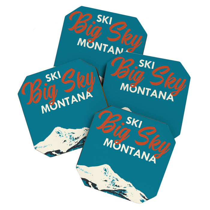 Ski Big Sky Montana Vintage Poster Coaster Gallery Image 1