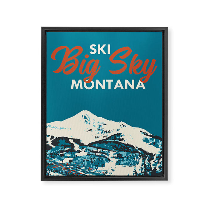 Ski Big Sky Montana Vintage Poster Framed Canvas Print Gallery Image 1