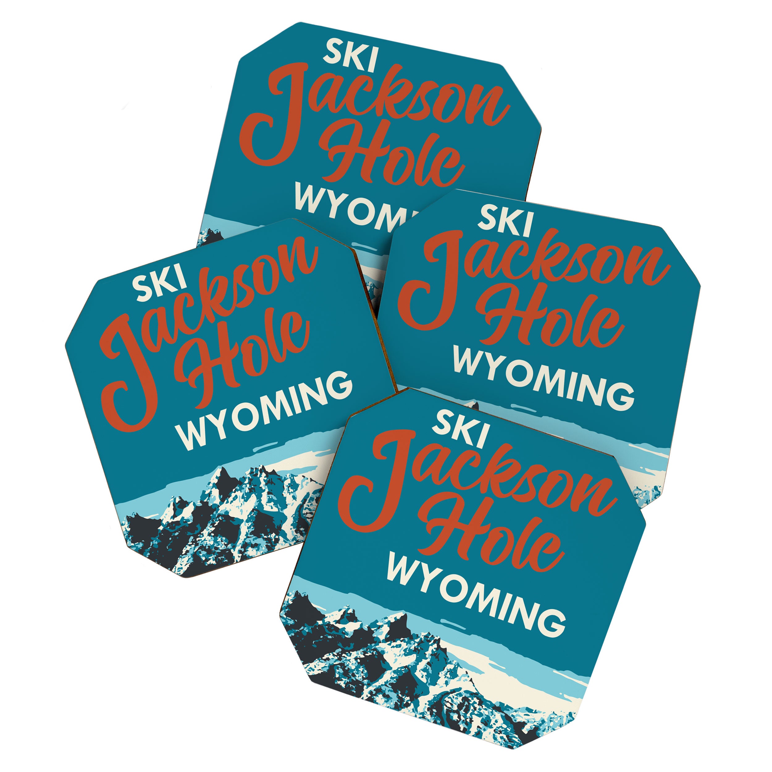 Ski Jackson Hole Wyoming Vintage Ski Poster Coaster Gallery Image 1