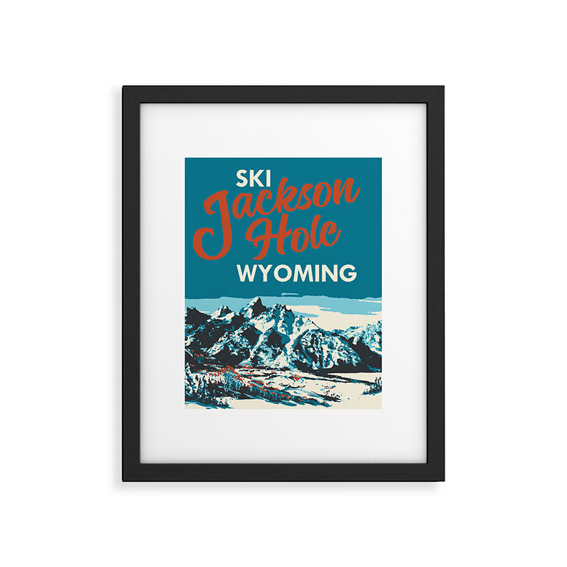 Ski Jackson Hole Wyoming Vintage Ski Poster Framed Art Print Gallery Image 5