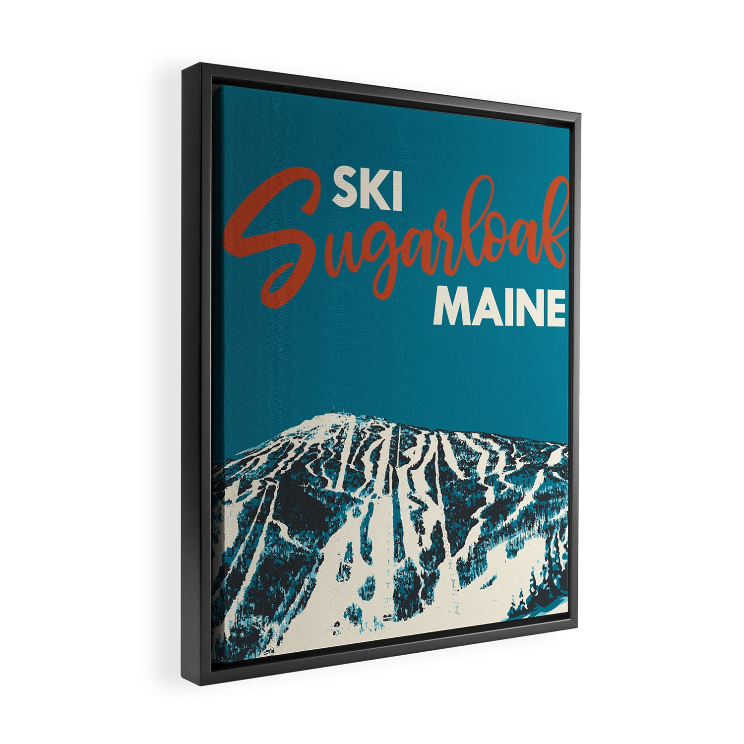 Ski Sugarloaf Maine vintage ski poster Framed Canvas Print Gallery Image 2
