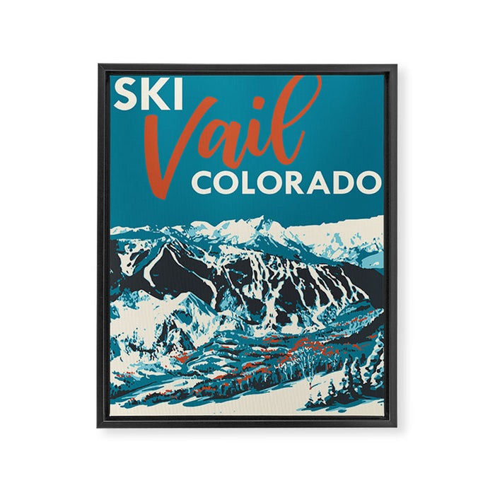 Ski Vail Colorado, vintage poster Framed Canvas Print Gallery Image 1