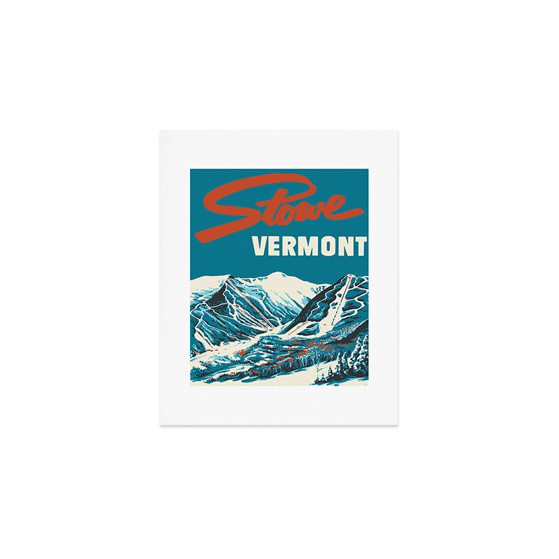 Stowe, Vermont Vintage Ski Poster Art Print Gallery Image 1