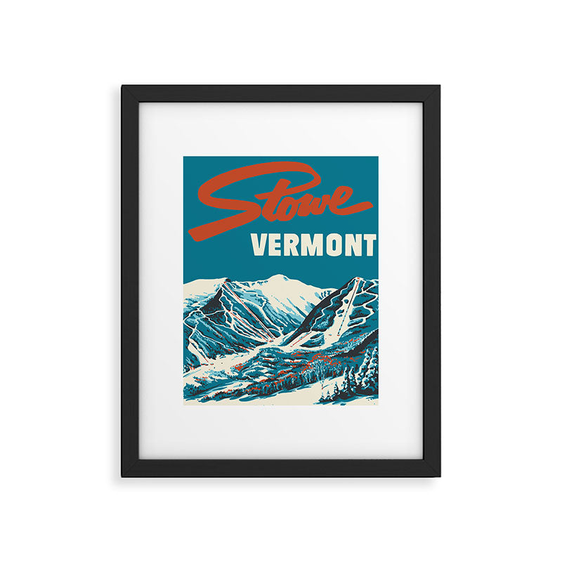 Stowe, Vermont Vintage Ski Poster Framed Art Print Gallery Image 5