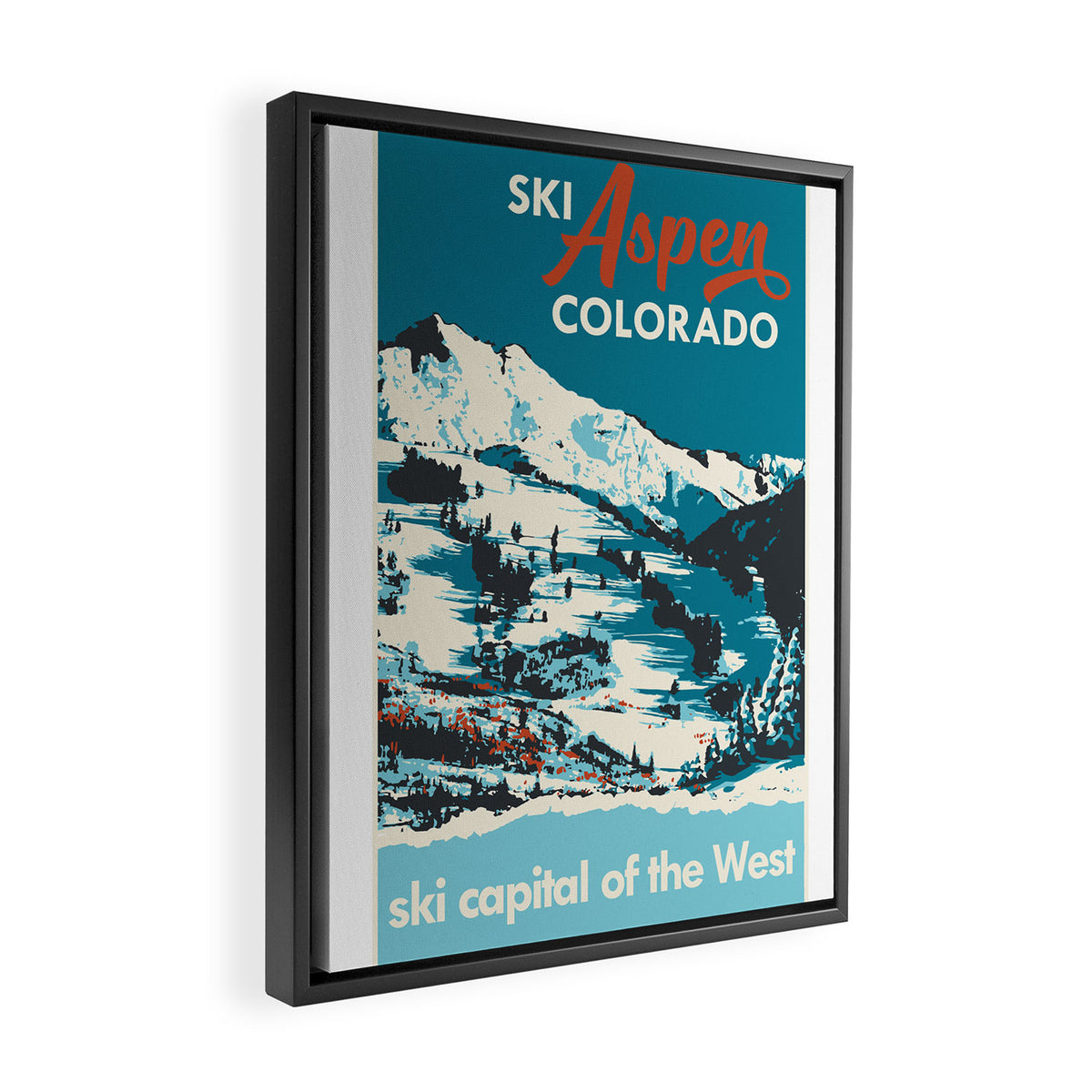 Vintage Ski Aspen Poster Framed Canvas Print Gallery Image 2
