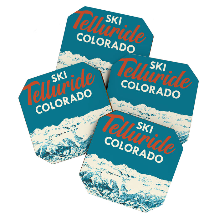 Vintage Ski Telluride Poster Coaster Gallery Image 1