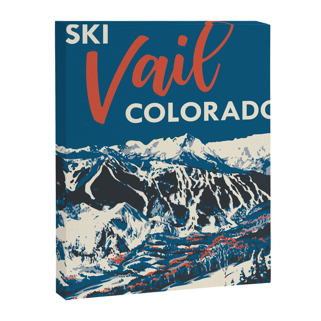 Vintage Vail Ski Poster Blue Canvas Print Gallery Image 6
