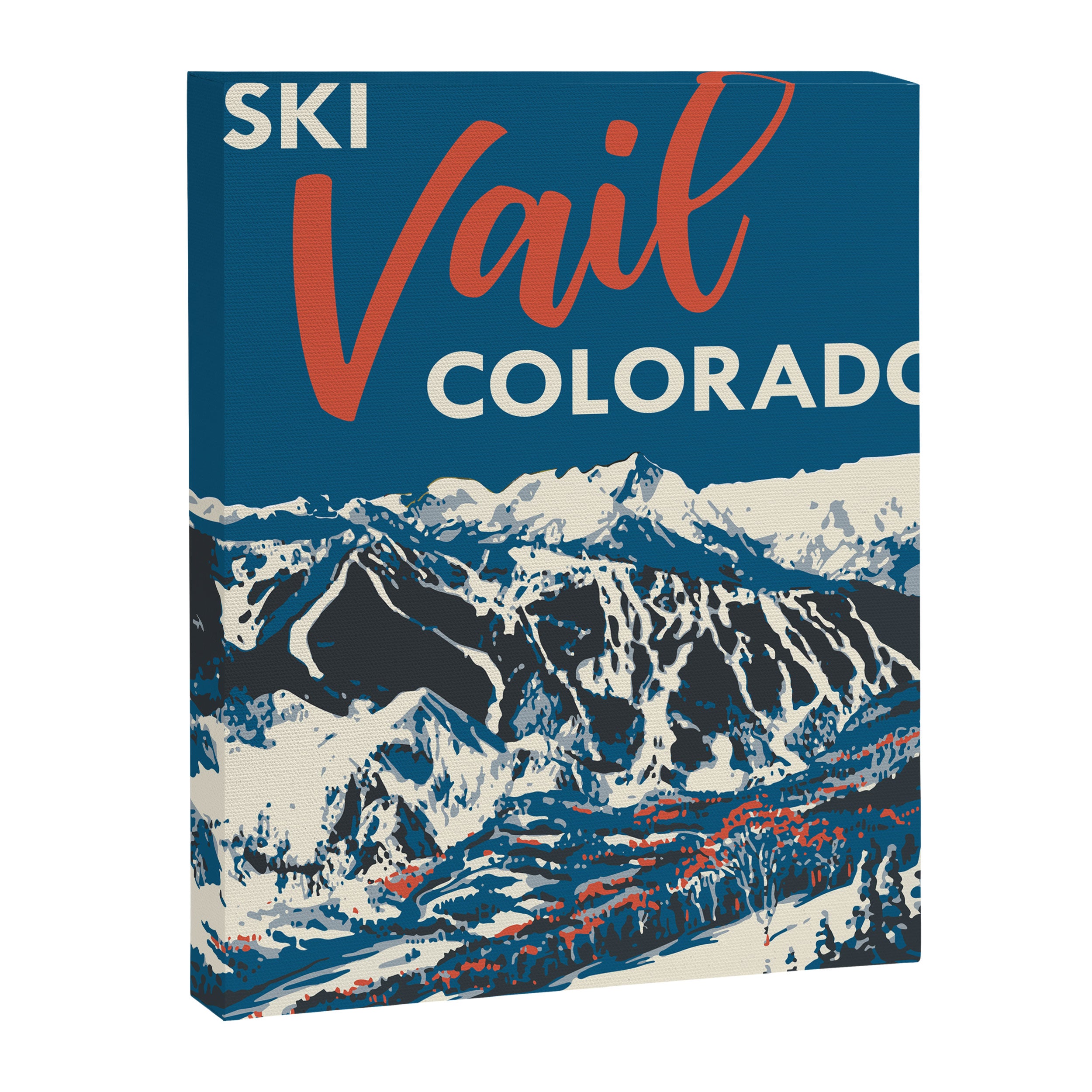Vintage Vail Ski Poster Blue Canvas Print Gallery Image 6